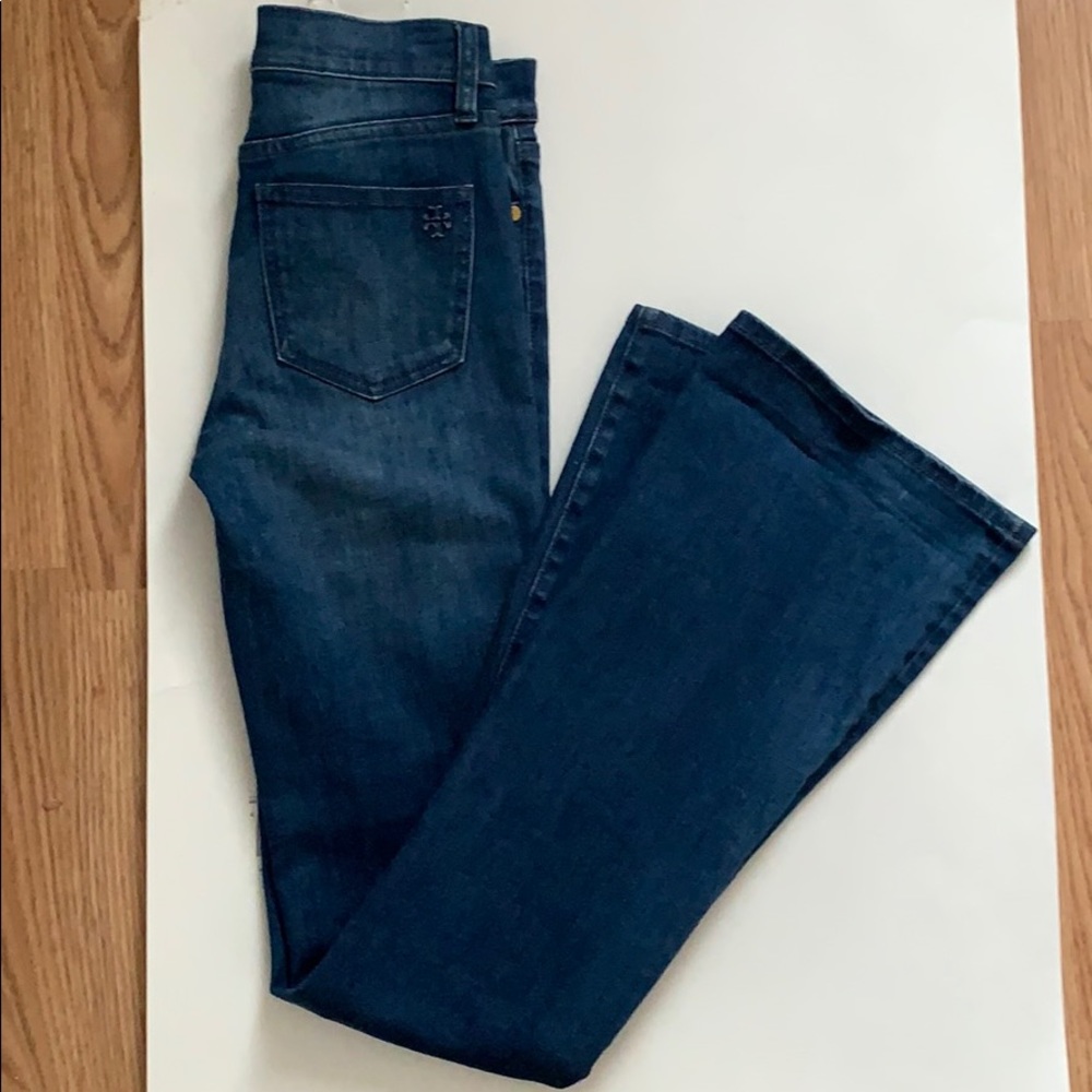Tory Burch women flare glory blue jeans size 24